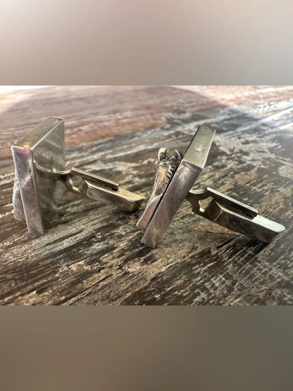 Fenwick & Sailors Horse Cufflinks Sterling Silver Ebony Wood MCM Equestrian Vtg